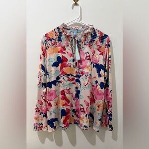 Floral Tie-Neck Blouse